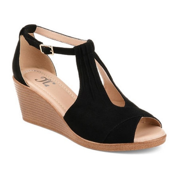 Journee Collection Shoes - Journee Collection Womens Kedzie Wedge Sandals, 5 1/2 Medium, Black